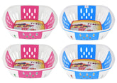 Heart Home Large Plastic Fruit, vegetable Storage Basket- Pack of 4 (Pink & Blue)-HS42KUBMART25415